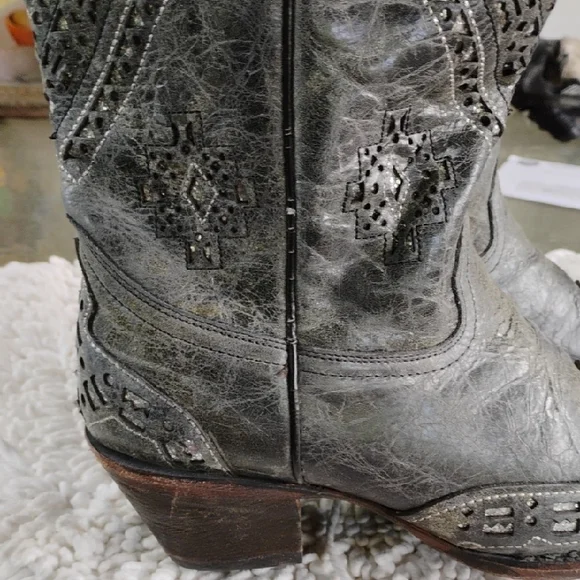 CORRAL Gray Silver Embellished Western Cowboy Boots